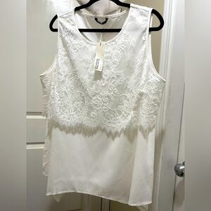 BloomChic Plus Size 2XL Elegant White Lace Tank Top  us18-20